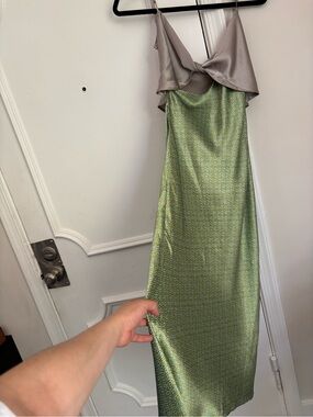 Maison silk  Two-Tone Green Slip Dress